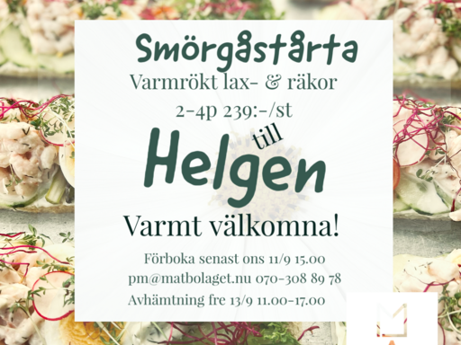 Smörgåstårta med varmrökt lax- & räkor